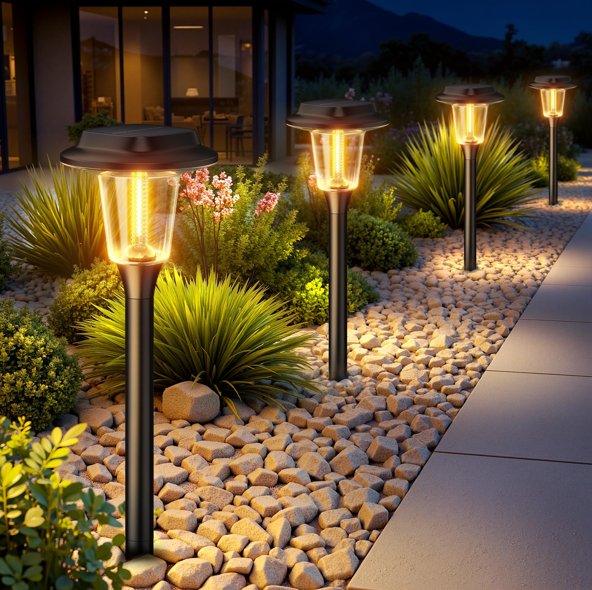 KOOPER Solar Pathway Lights Outdoor, 8 Pack Modern Brighter Solar
